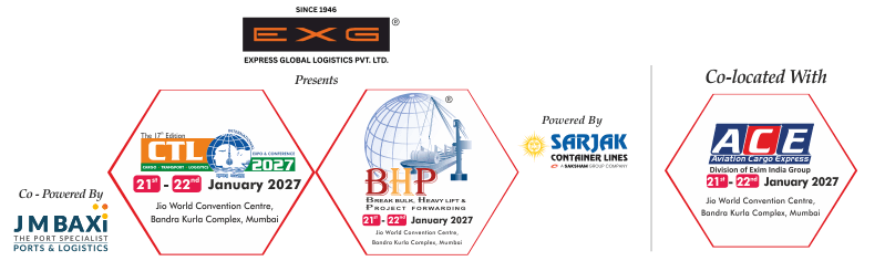 Express Global Logistics presents CTL 2027 and BHP 2027, co-powered by JM Baxi, powered by Sarjak Container Lines, co-located with ACE